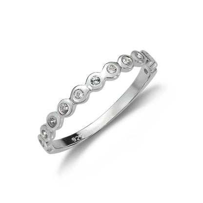 Sterling Silver Half Eternity with Dots Ring - Size I - W
