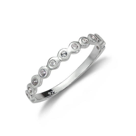 Sterling Silver Half Eternity with Dots Ring - Size I - W