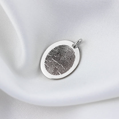 Personalised Sterling Silver Fingerprint Oval Pendant