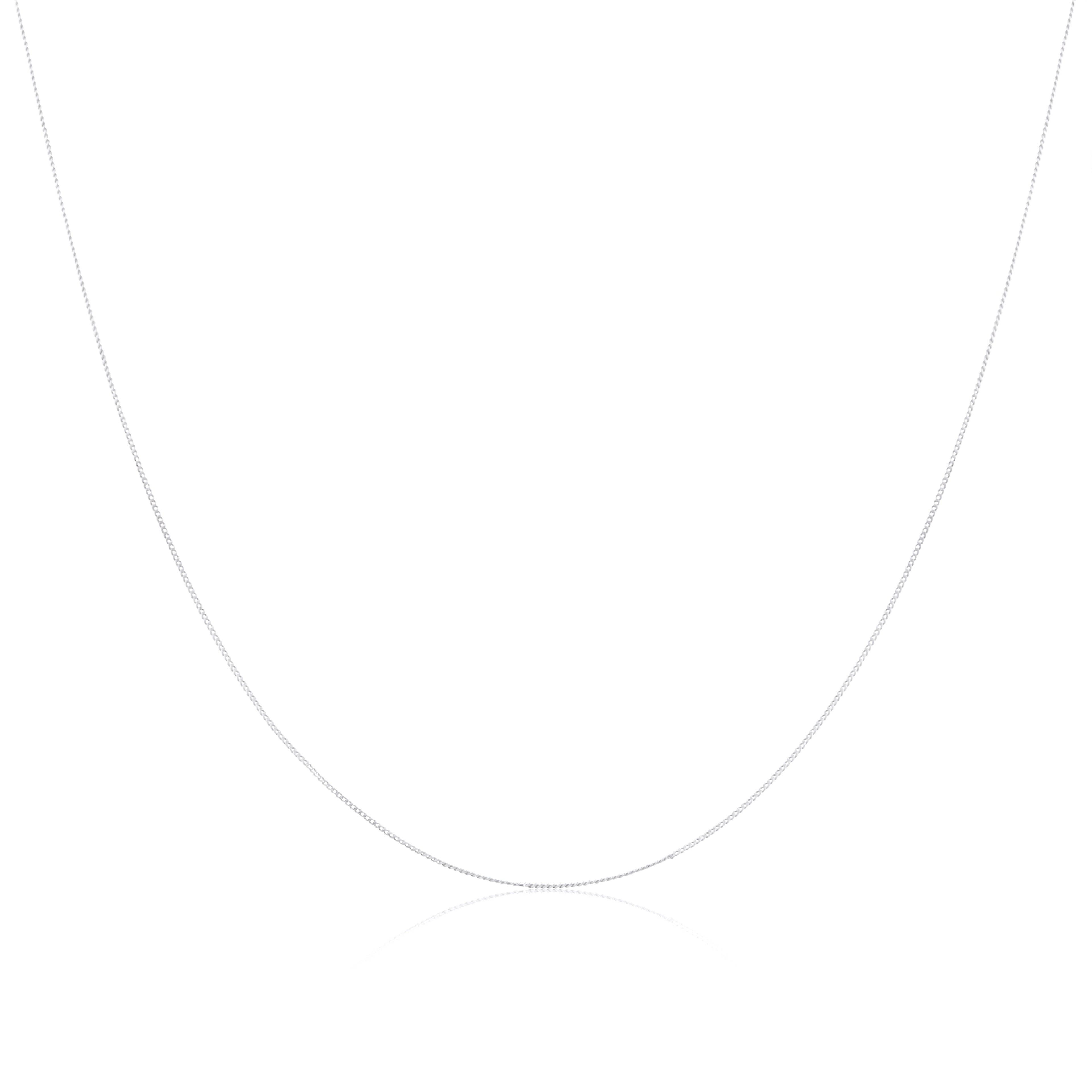 9ct White Gold Diamond Cut Curb Chain 16 - 18 Inches