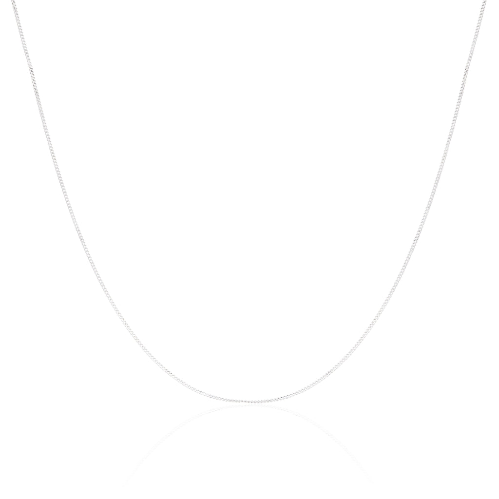 9ct White Gold Diamond Cut Curb Chain 16 - 18 Inches