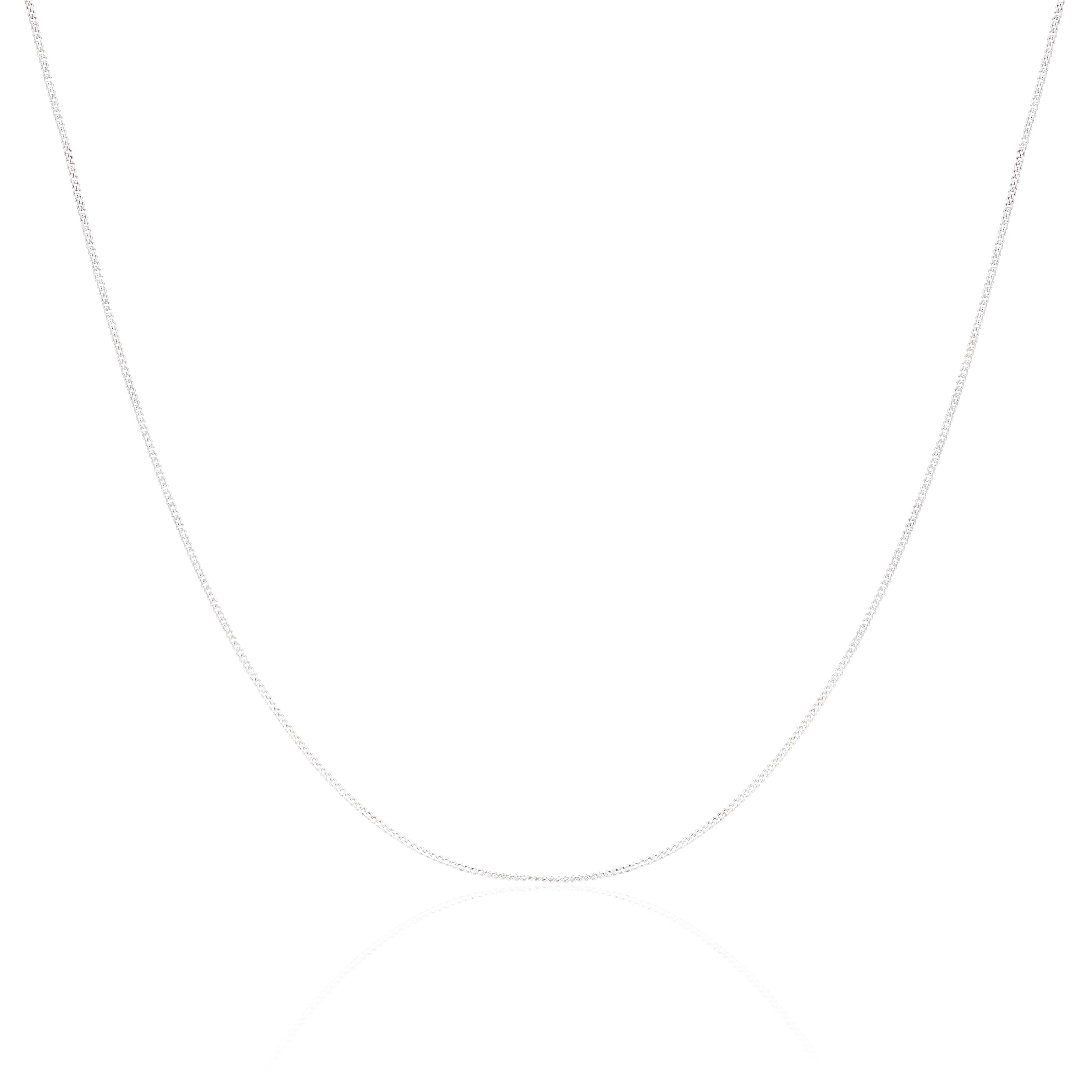 9ct White Gold Diamond Cut Curb Chain 16 - 18 Inches