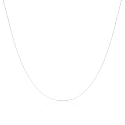 9ct White Gold Diamond Cut Curb Chain 16 - 18 Inches