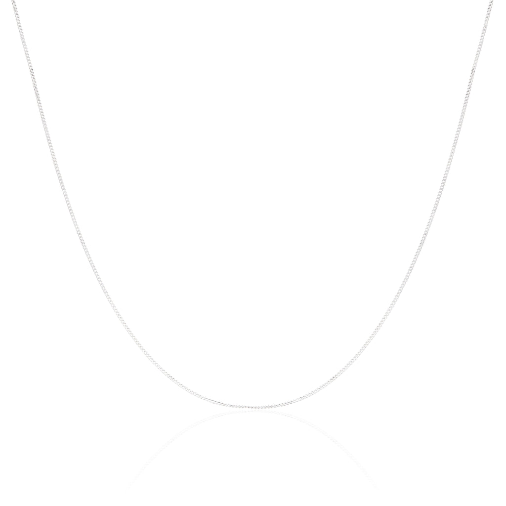 9ct White Gold Diamond Cut Curb Chain 16 - 18 Inches