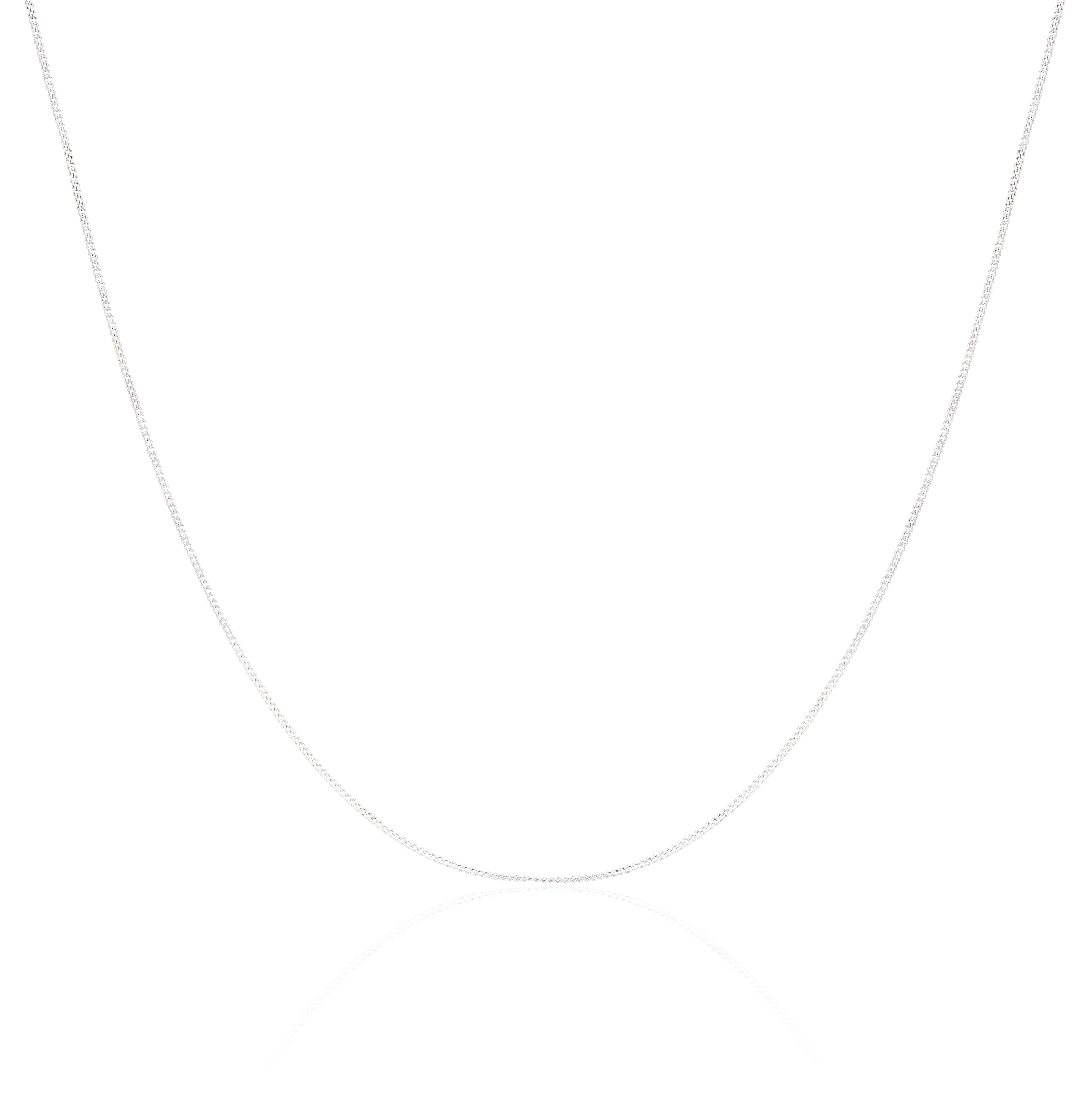9ct White Gold Diamond Cut Curb Chain 16 - 18 Inches