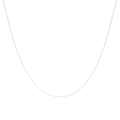 9ct White Gold Diamond Cut Curb Chain 16 - 18 Inches