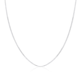 9ct White Gold Diamond Cut Curb Chain 18 Inches