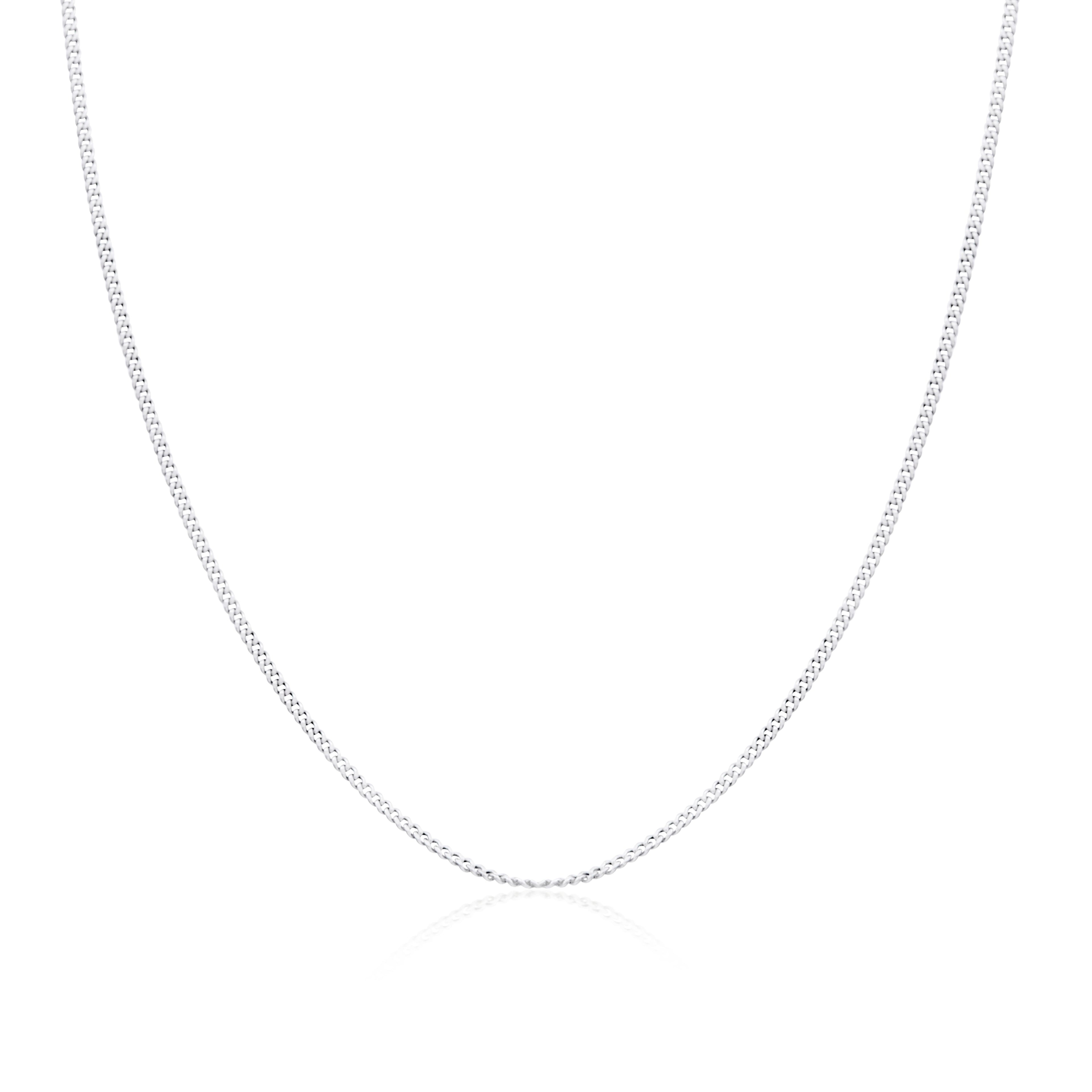 9ct White Gold Diamond Cut Curb Chain 18 Inches