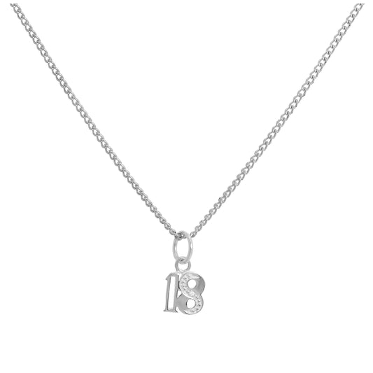 Sterling Silver & Clear CZ Crystal 18 Pendant Necklace 16 - 24 Inches