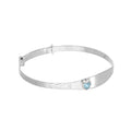 Sterling Silver & CZ Crystal Birthstone Heart Maiden Bangle