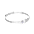 Sterling Silver & CZ Crystal Birthstone Heart Maiden Bangle