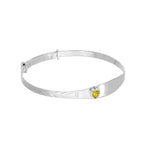 Sterling Silver & CZ Crystal Birthstone Heart Maiden Bangle