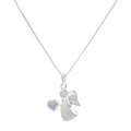 Sterling Silver & Alexandrite CZ Crystal June Birthstone Angel Pendant Necklace 14 - 32 Inches
