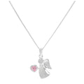 Sterling Silver & Tourmaline CZ Crystal October Birthstone Angel Pendant Necklace 14 - 32 Inches