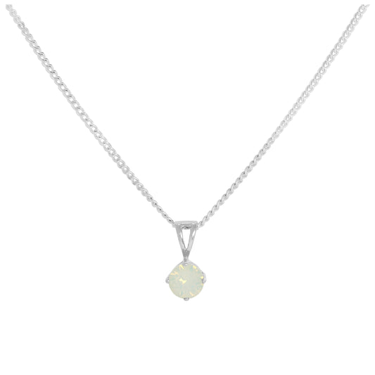 Sterling Silver & Moonstone CZ June Birthstone Pendant Necklace 16 - 24 Inches