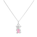 Sterling Silver October Tourmaline CZ Birthstone Bear Necklace 14 - 32 Inches
