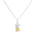 Sterling Silver November Citrine CZ Birthstone Bear Necklace 14 - 32 Inches