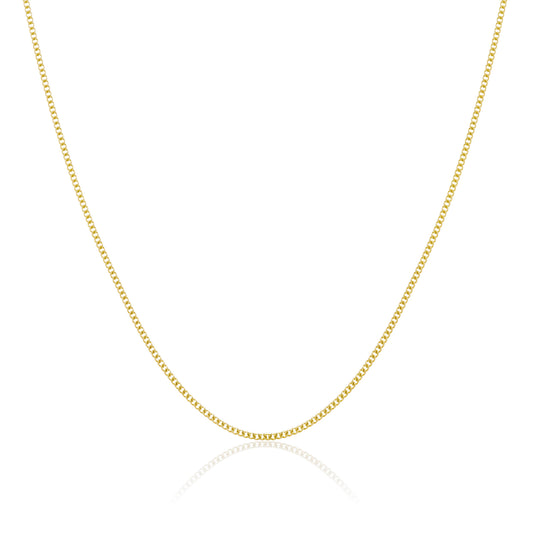 9ct Yellow Gold Diamond Cut Curb Chain 16 - 20 Inches