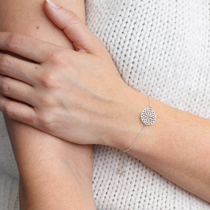 Personalised Sterling Silver Birth Flower Adjustable Bracelet