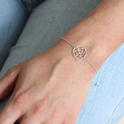 Personalised Sterling Silver Birth Flower Adjustable Bracelet