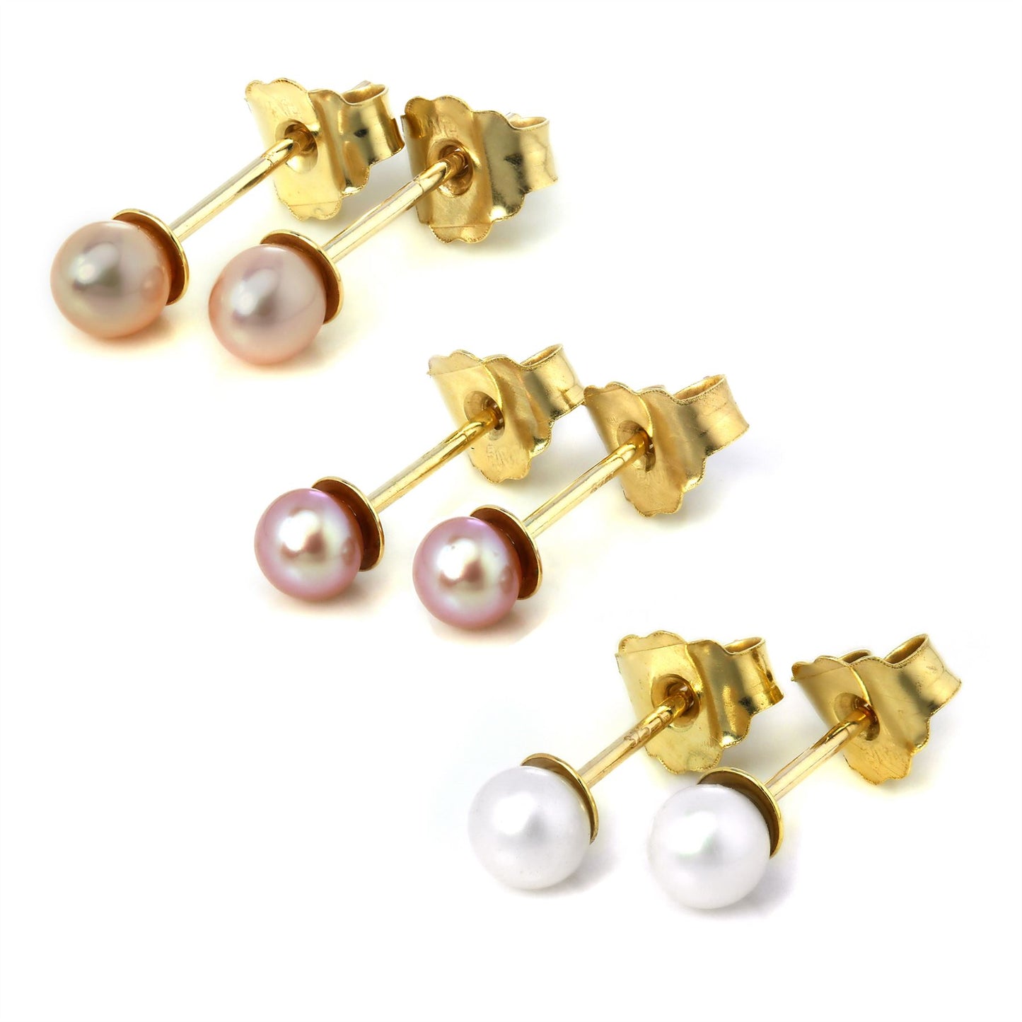 9ct Gold Small 3mm Freshwater Pearl Stud Earrings