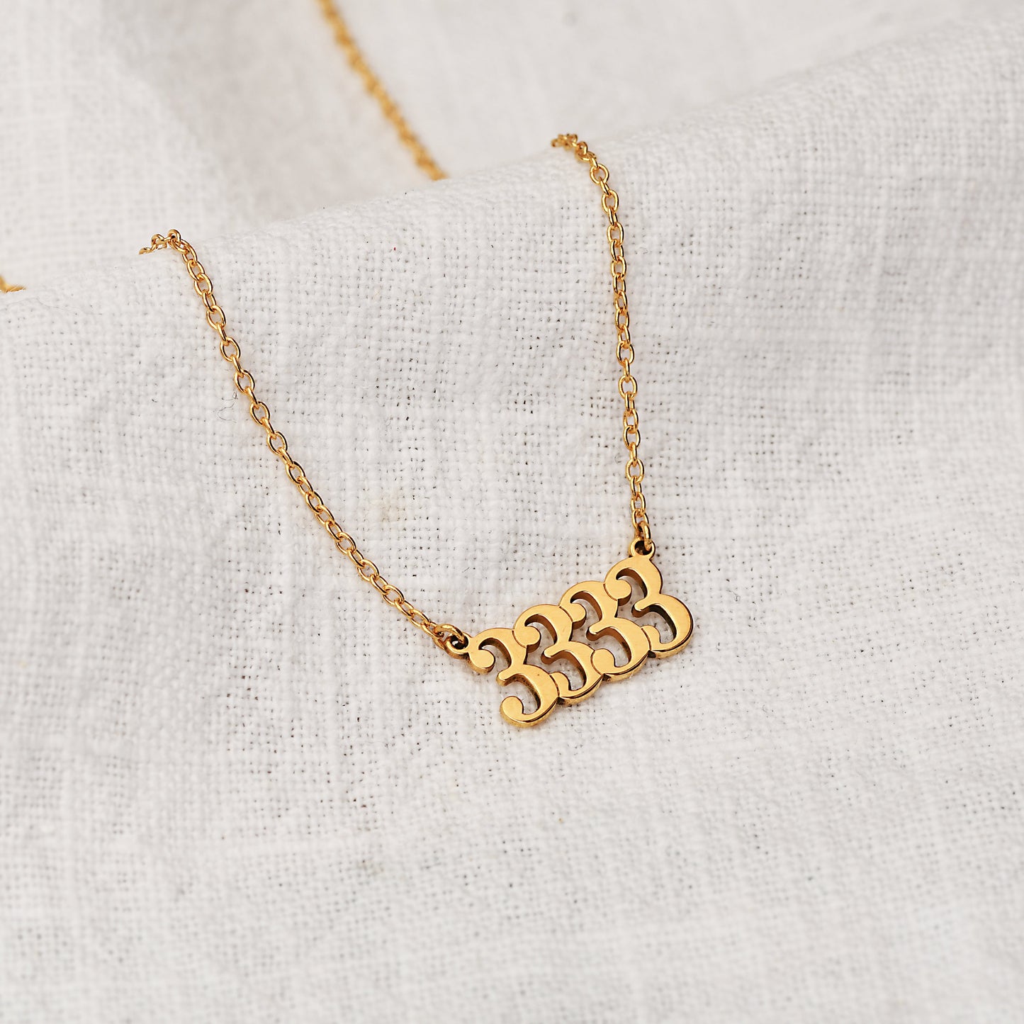 Personalised 9ct Yellow Gold Angel Number Necklace - 18 Inches