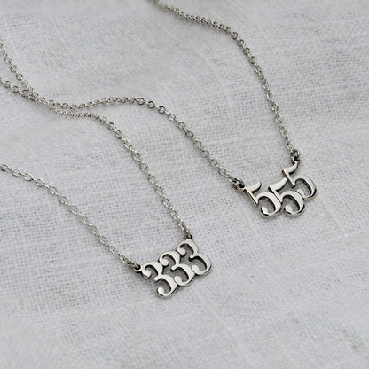 Personalised Sterling Silver Angel Number Necklace