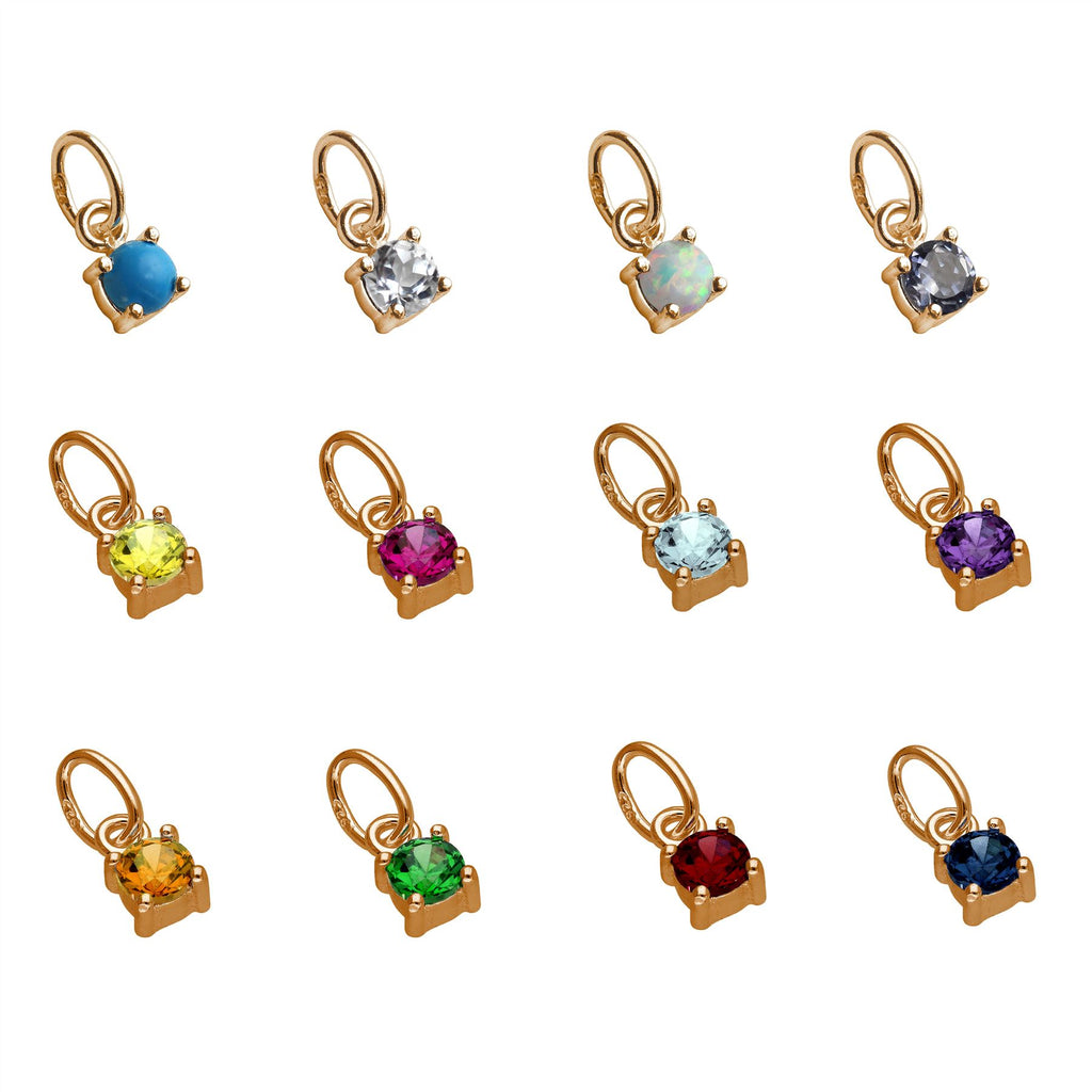Rose Gold Plated Sterling Silver CZ Birthstone Claw Charms