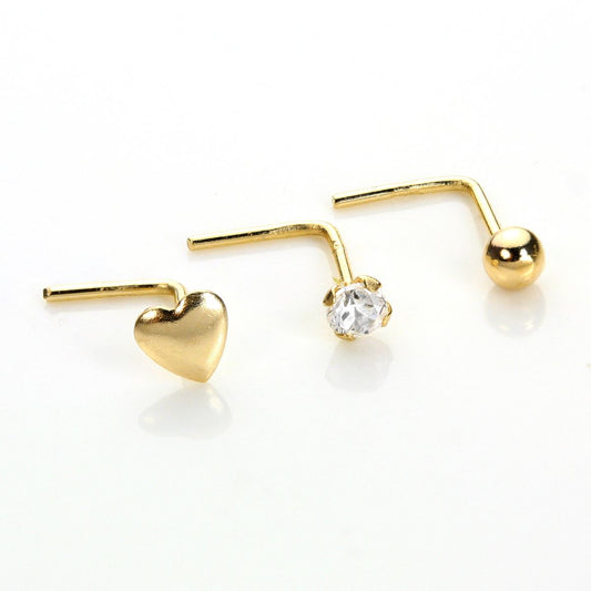 9ct Yellow Gold Clear Crystal Nose Stud