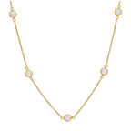 Gold Plated Sterling Silver Multi CZ Opal Rub Over Necklace 16+2 Inches