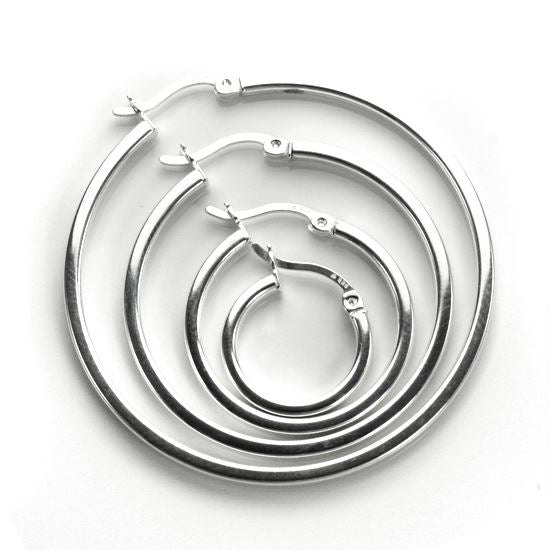 Sterling Silver 2mm Square Tube Hoop Earrings