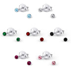 Sterling Silver 2mm Crystal Stud Earrings
