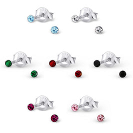 Sterling Silver 2mm Crystal Stud Earrings