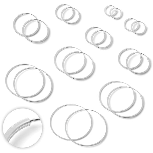 Sterling Silber 1mm Quadratische Ohrringe 10mm - 40mm