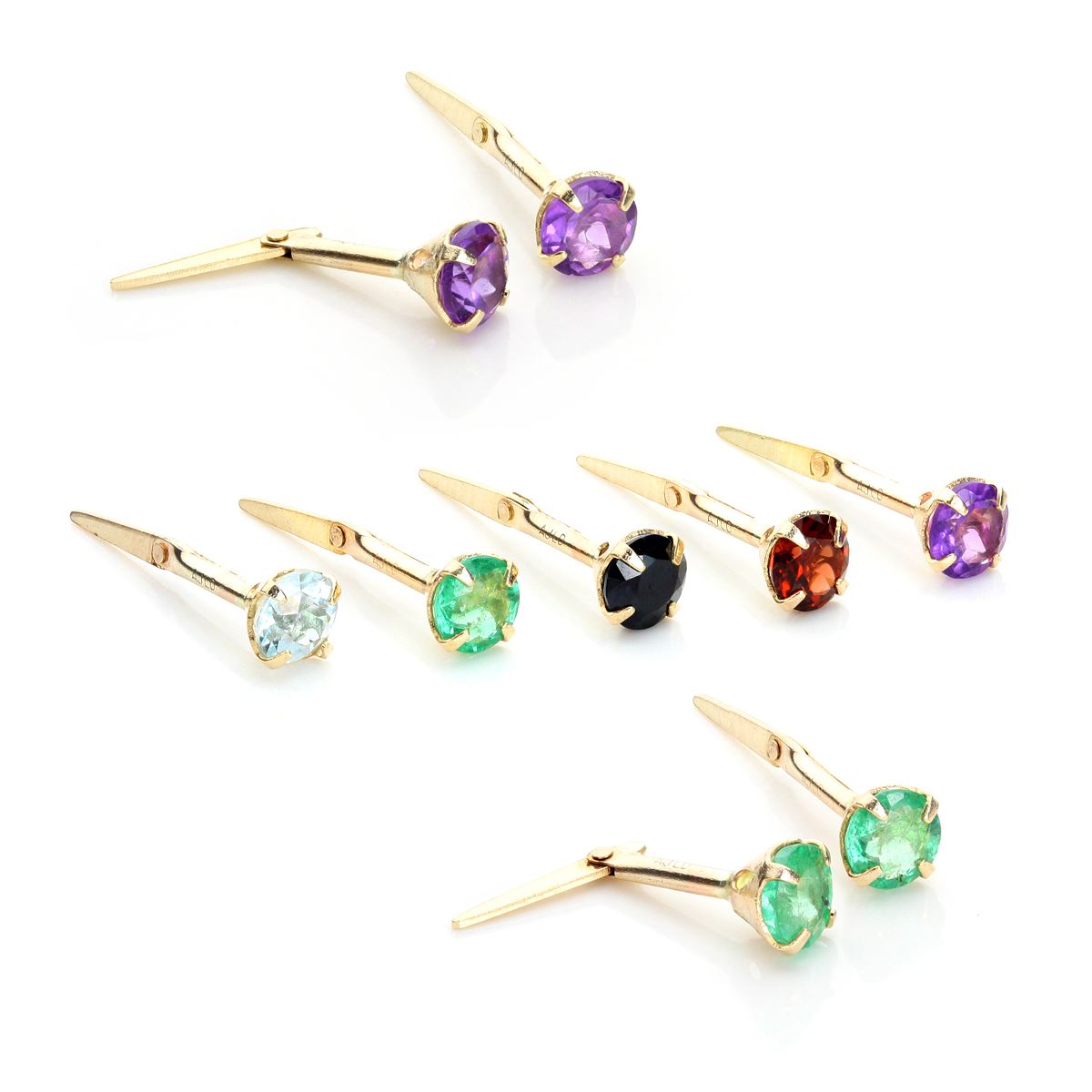 Andralok 9ct Yellow Gold Gemstone 3.5mm Round Stud Earrings