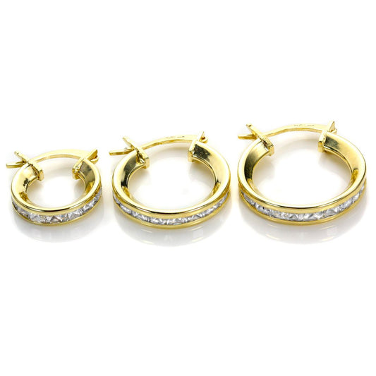 9ct Yellow Gold Cubic Zirconia Huggie Earrings