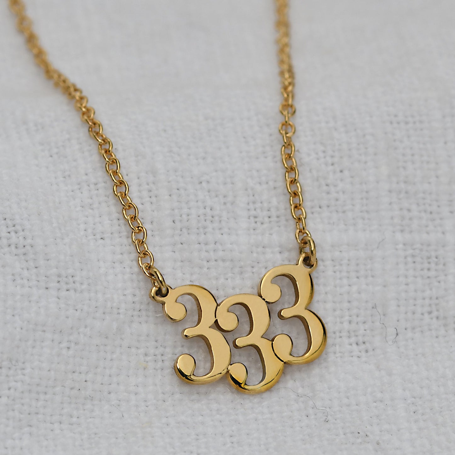 Personalised 9ct Yellow Gold Angel Number Necklace - 18 Inches