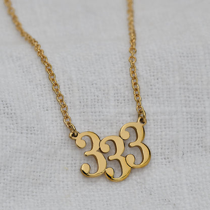 Personalised 9ct Yellow Gold Angel Number Necklace - 18 Inches