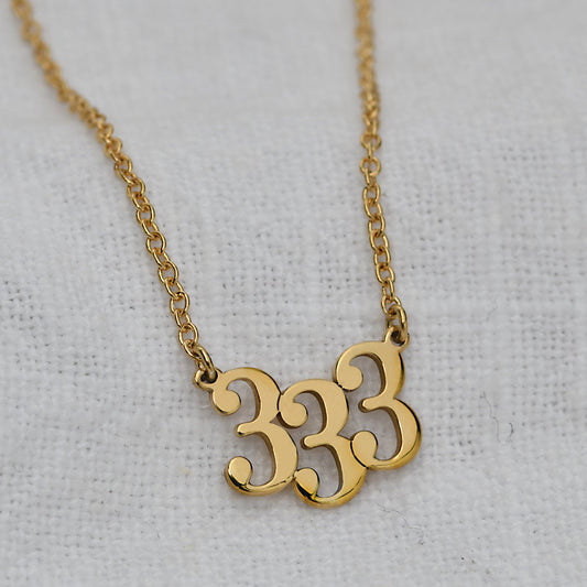 Personalised 9ct Yellow Gold Angel Number Necklace - 18 Inches