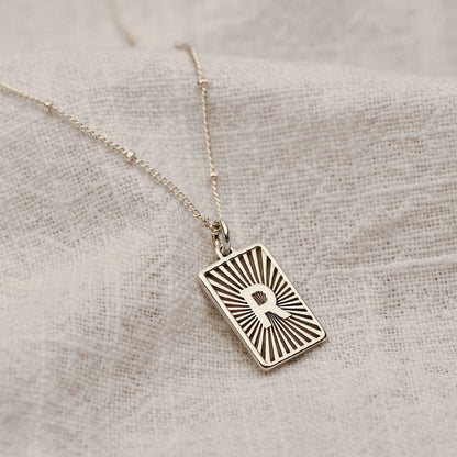 Personalised Sterling Silver Starburst Initial Necklace