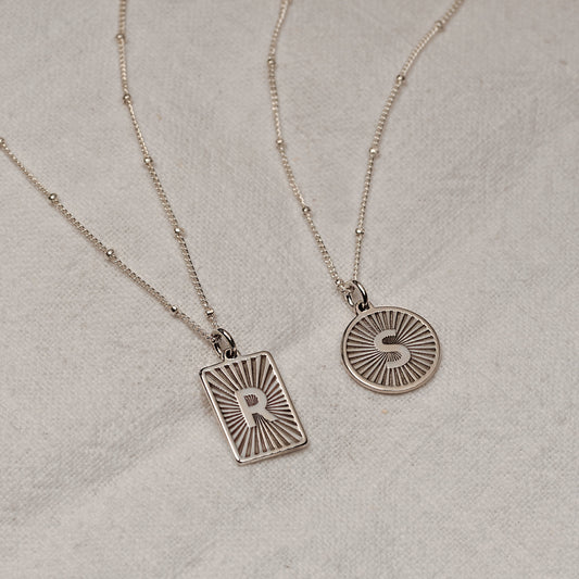 Personalised Sterling Silver Starburst Initial Necklace