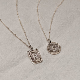 Personalised Sterling Silver Starburst Initial Necklace