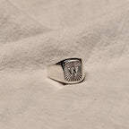Personalised Sterling Silver Square Starburst Initial Signet Ring Size M - Z+1