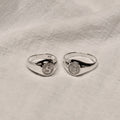 Personalised Sterling Silver Round Starburst Initial Signet Ring Size J - Z+1