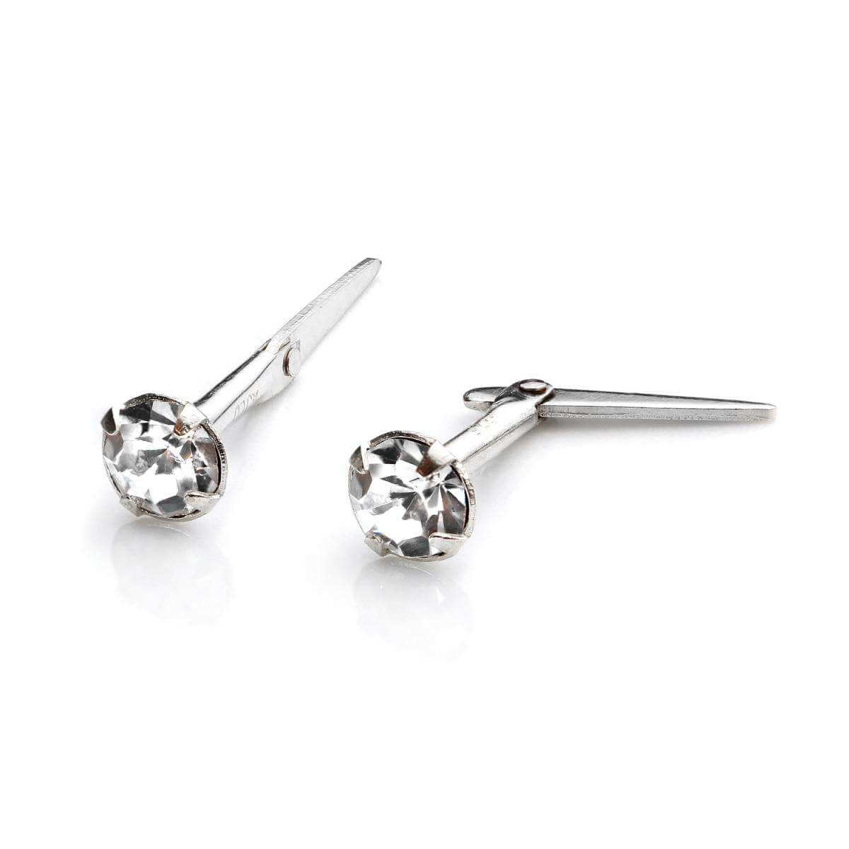 Sterling Silver Andralok Stud Earrings with 3mm Clear Crystal