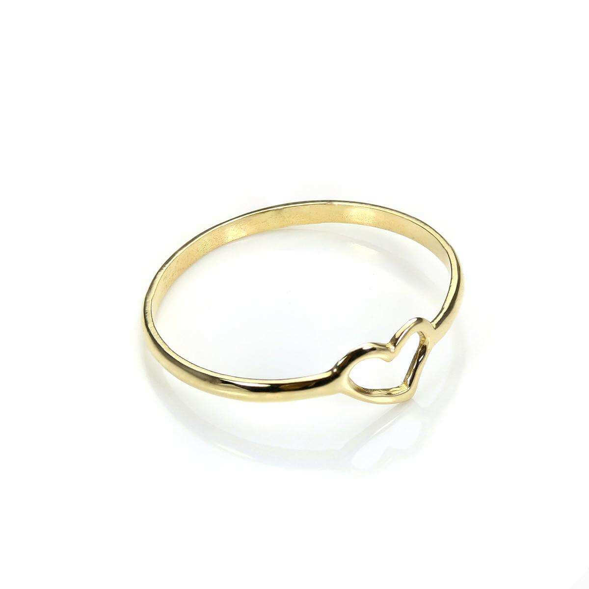 9ct Gold Open Heart Stacking Ring - Size I - Q