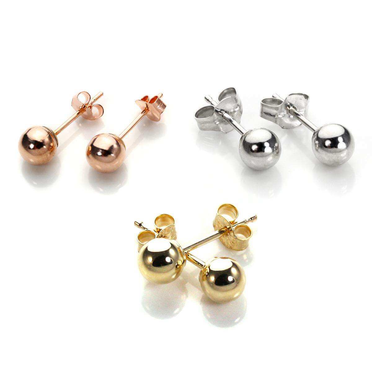 Classic 9ct Mixed Gold Ball Stud Earrings Set | Jewellerybox.co.uk