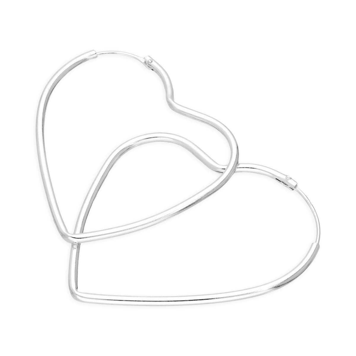 Large 42mm Sterling Silver Heart Hoop Earrings