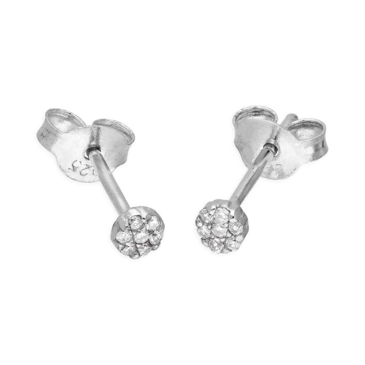 Sterling Silver 0.06ct Diamond Cluster Stud Earrings