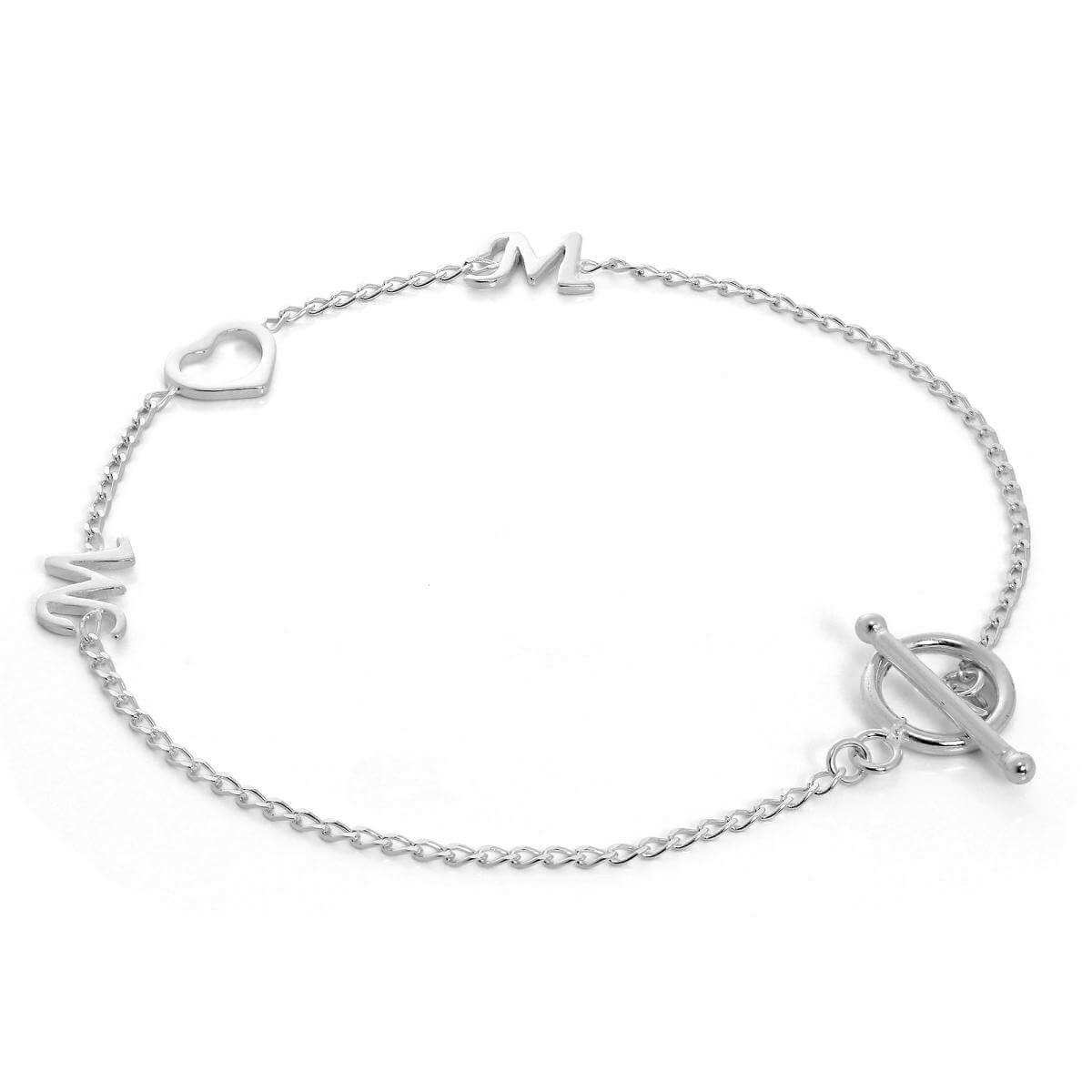 Sterling Silver Mum Heart Bracelet